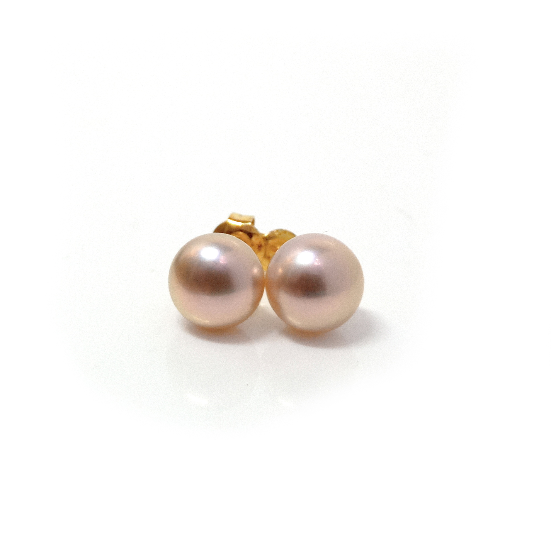 Peach 9mm Pearl Stud Earrings